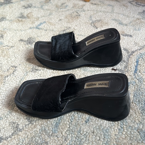 Excellent condition STEVE MADDEN Y2K platform sandals with horsehair strap - Picture 2 of 4